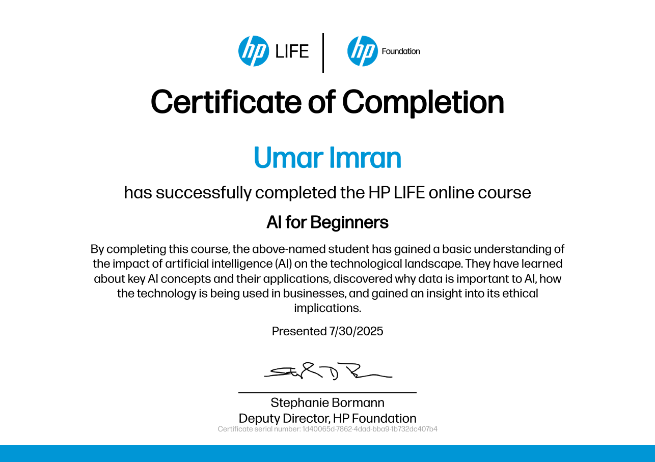 HP Certificate